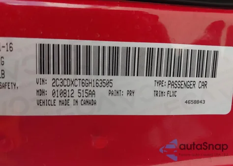 2016 Dodge Charger Road/Track from USA, damaged, VIN 2C3CDXCT6GH163505